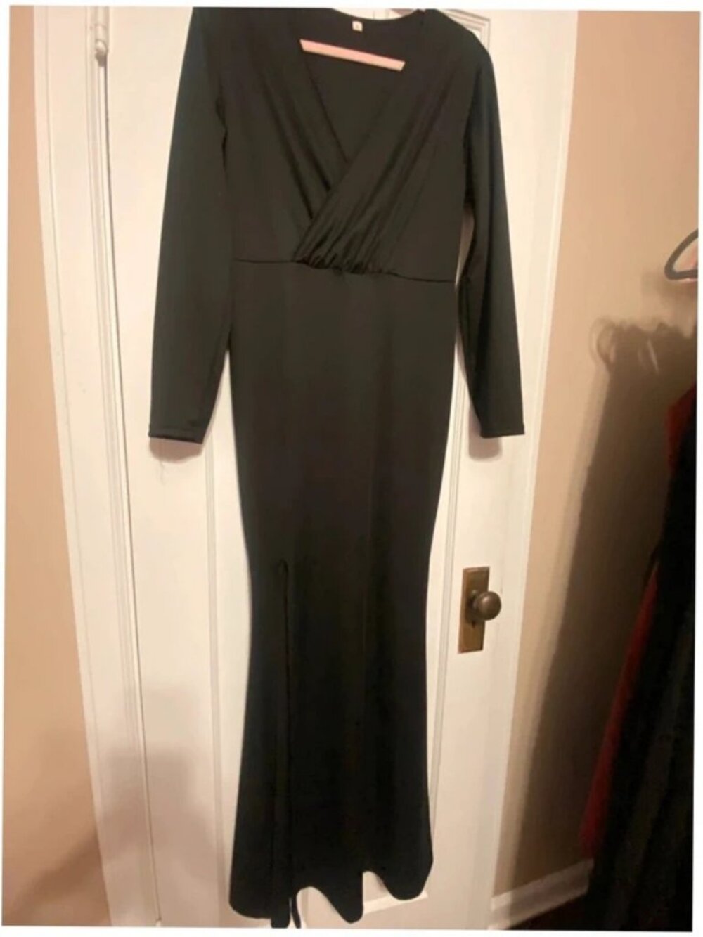 Womens size large long sleeve maxi dress high slit mermaid hem